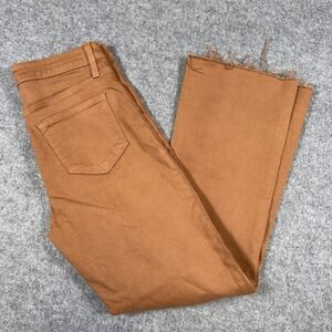 L'Agence Jeans Womens 25 Brown Hinda High Rise Cropped Flare Raw Hem Stretch